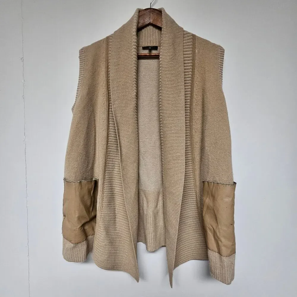 LaFayette 148 Tan Wool Lagenlook‎ Oversized Cardigan Size Small Layering Cozy